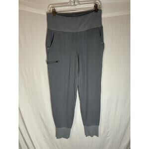 Jaanuu Medium P Jogger Gray Scrub Pants Drawstring Waist Zipper Pockets Cargo